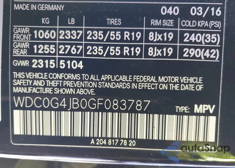 2016 Mercedes-Benz Glc 300 z USA, uszkodzony, nr VIN WDC0G4JB0GF083787